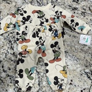 Sz 6-12mths Disney Mickey Mouse Kids Two Piece - Cream and Multicolor Set